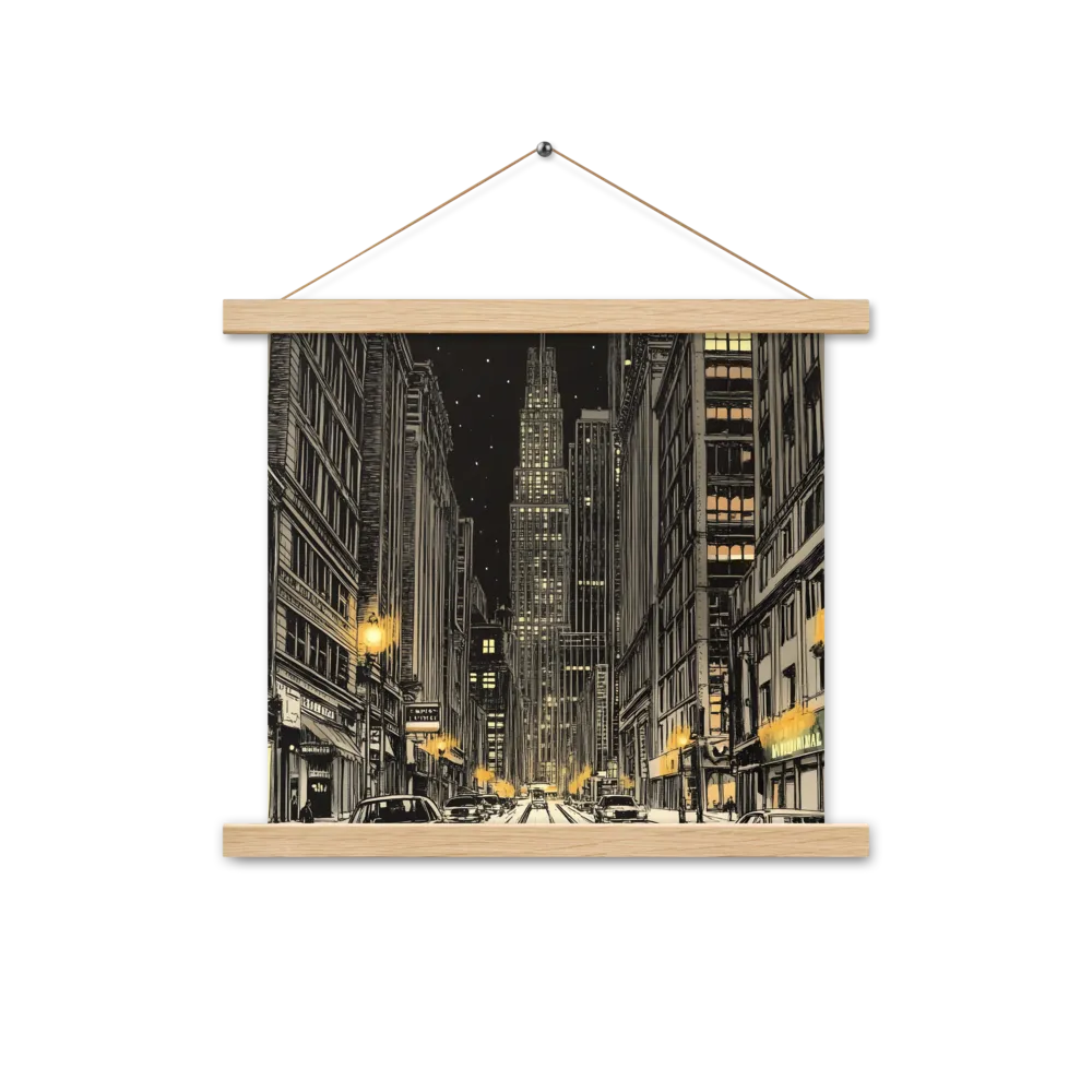 Whispers of the Night City | Poster With Oak Wood Hanger | 14″×14″