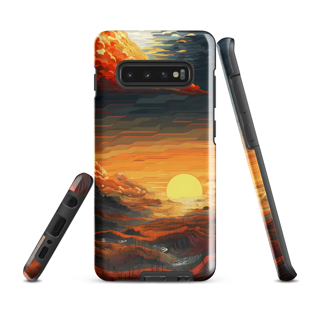 Ethereal Sunset: A Serene Landscape in Flowing Forms | Phone Case |  S10 Plus | Tough Case | Glossy