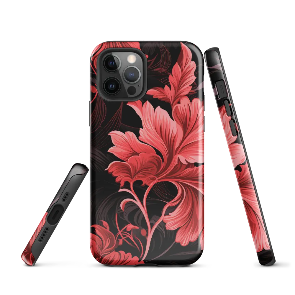 Tropical Elegance in Red | Phone Case |  12 Pro | Tough Case | Glossy