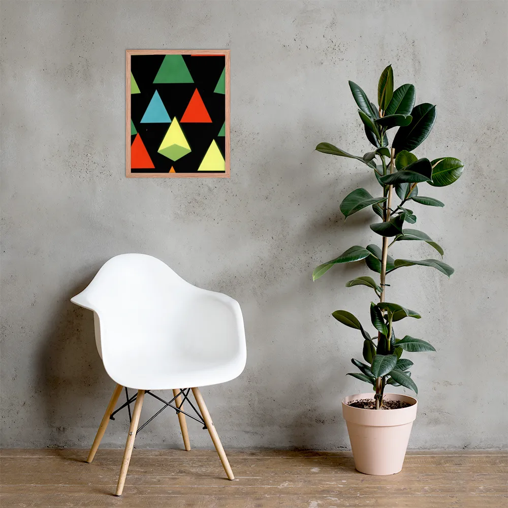 Geometric Harmony in Color | Poster with Red oak Frame | 16″×20″