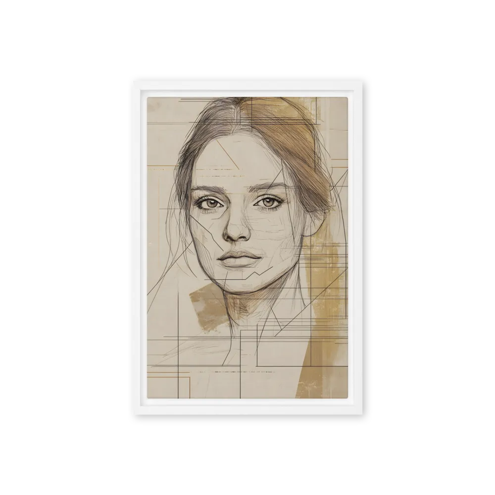 Geometric Elegance: A Modern Portrait | Canvas with White Frame | 12″×18″