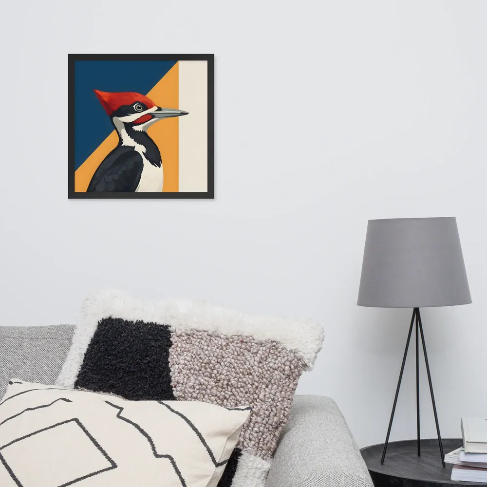 Red‑crested Woodpecker Study 
 Poster with Black Frame | 16″x 16″