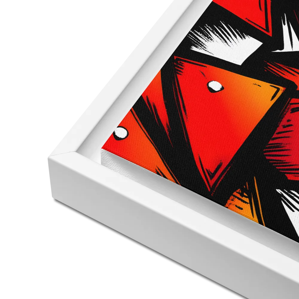 Dynamic Geometry of Red and Orange | Canvas with White Frame | 12″×16″