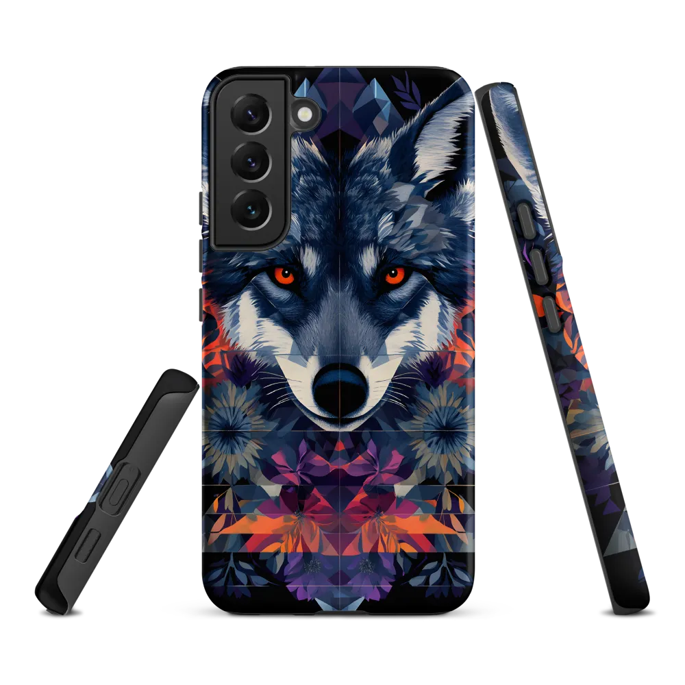 Mystical Wolf Amidst Floral Geometry
