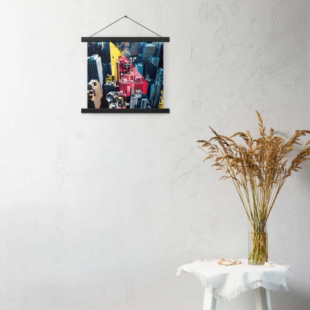 Dynamic Urban Symphony | Poster With Black Wood Hanger | 14″×14″