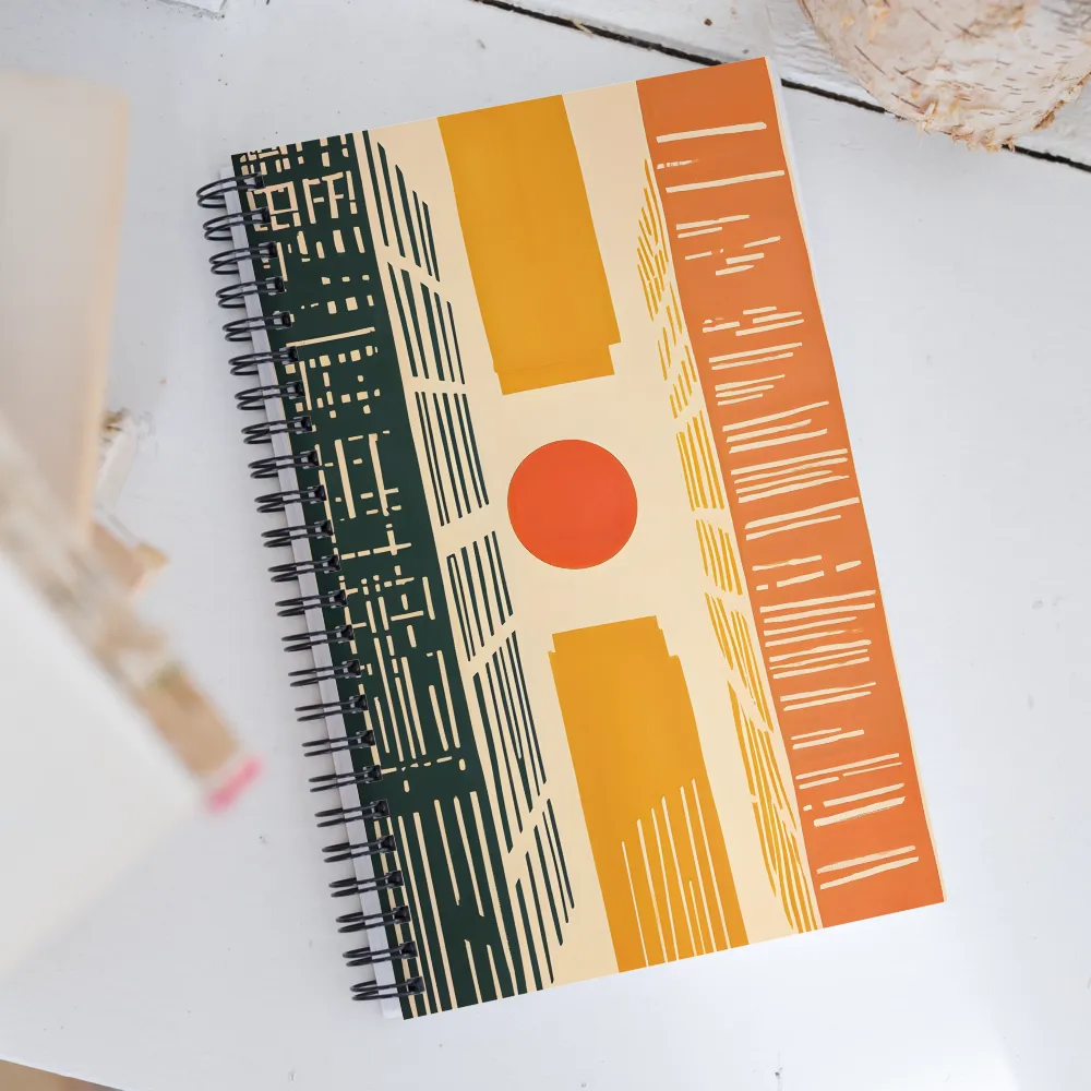 Urban Harmony: A Geometric Sunrise | Spiral Notebook