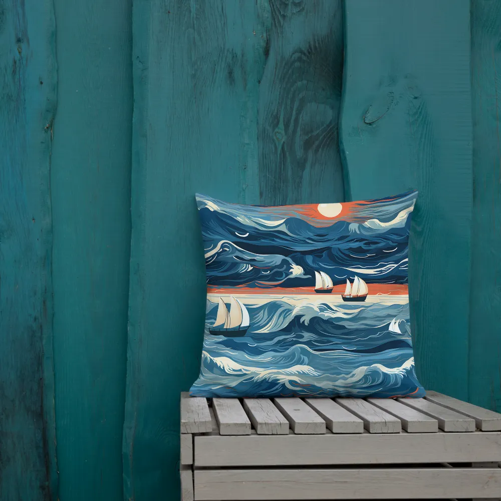 Ocean Whispers: A Voyage at Dusk | Pillow | 18″×18″