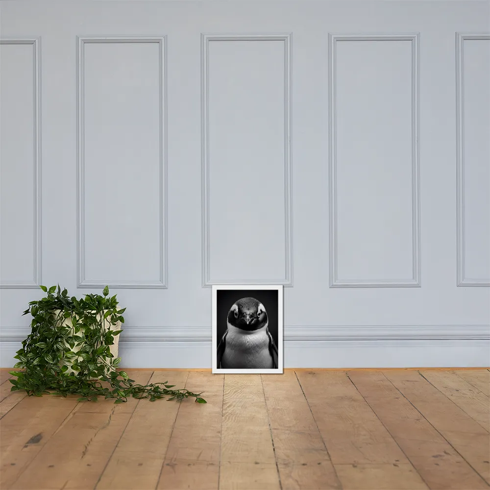 Majestic Penguin Portrait | Poster with White Frame | 11″×14″