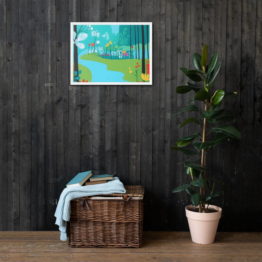 Whispers of Spring: A Colorful Retreat | Canvas with White Frame | 18″×24″