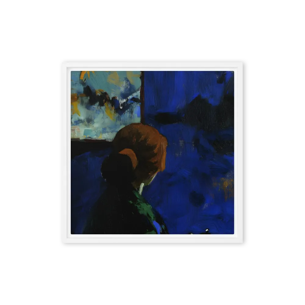 Contemplation Under the Night Sky | Canvas with White Frame | 16″×16″