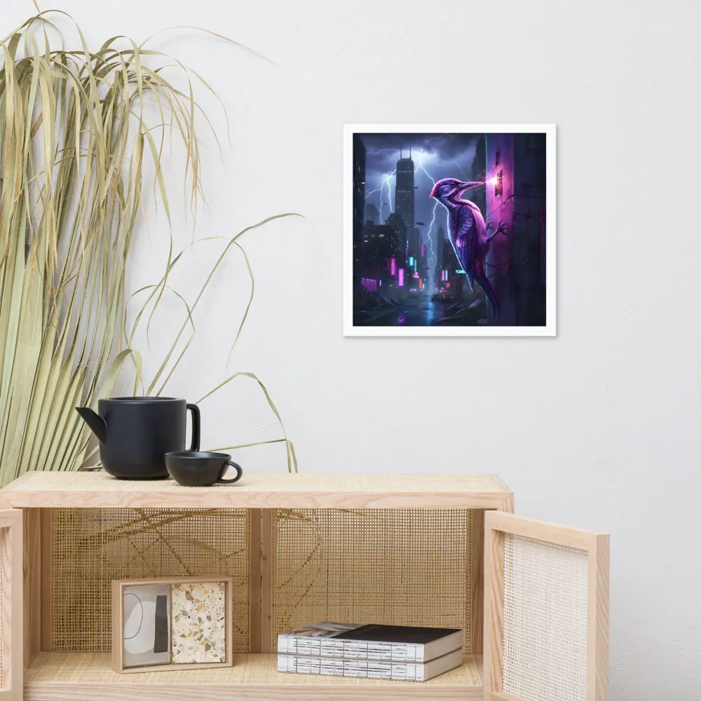 Neon Woodpecker 
 Poster with White Frame | 16″x 16″