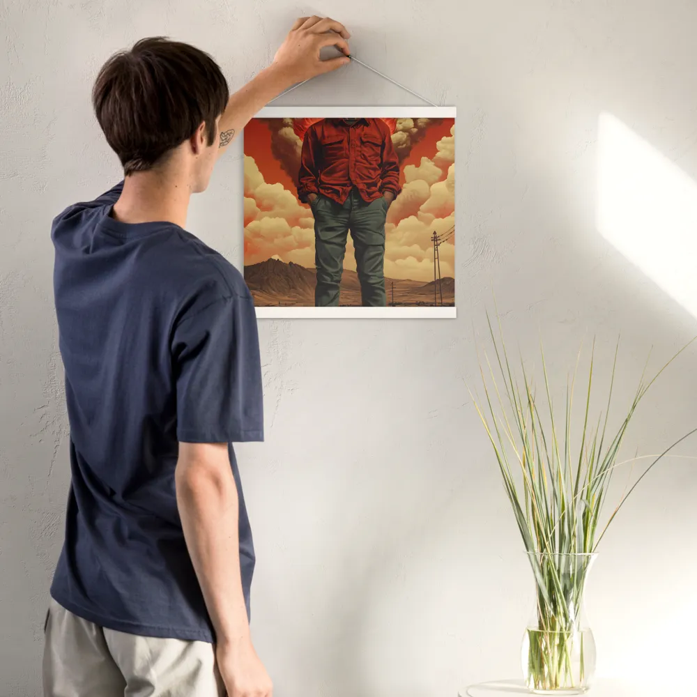 Defiant Spirit in a Surreal Landscape | Poster With White Wood Hanger | 16″×16″