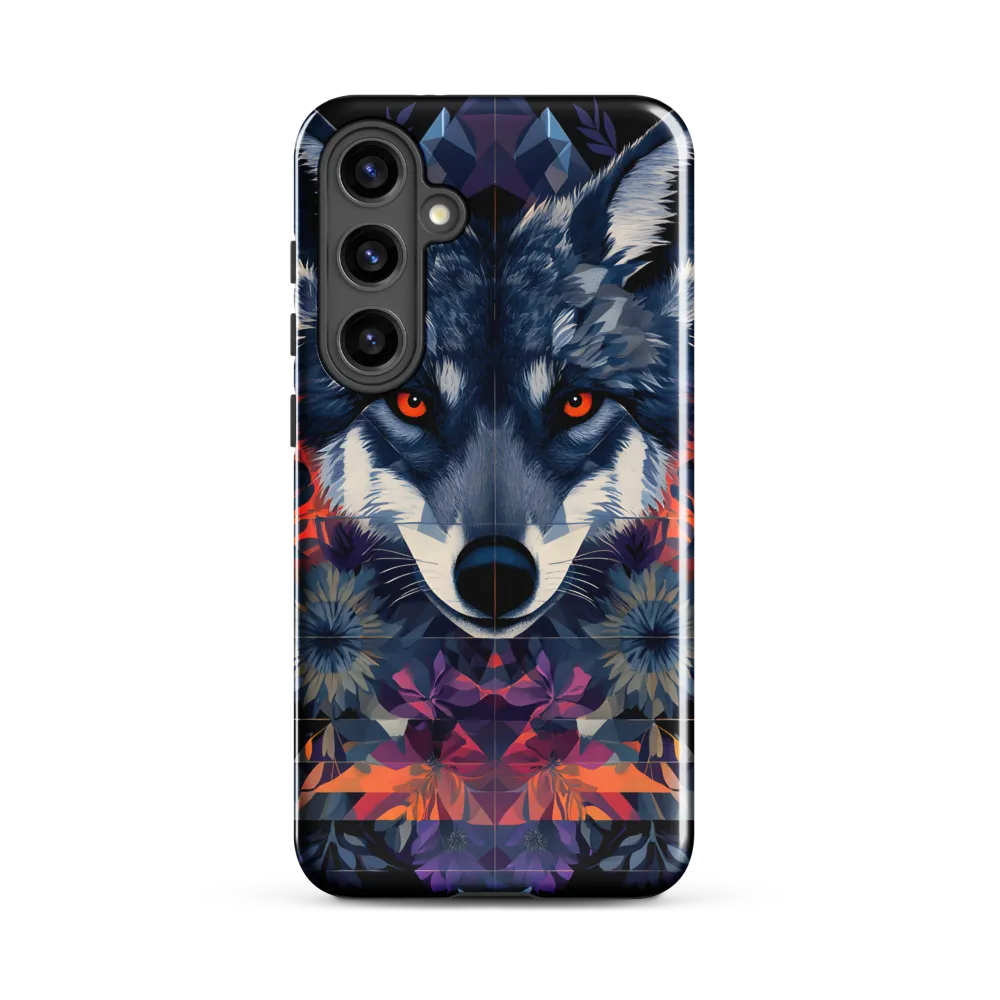 Mystical Wolf Amidst Floral Geometry