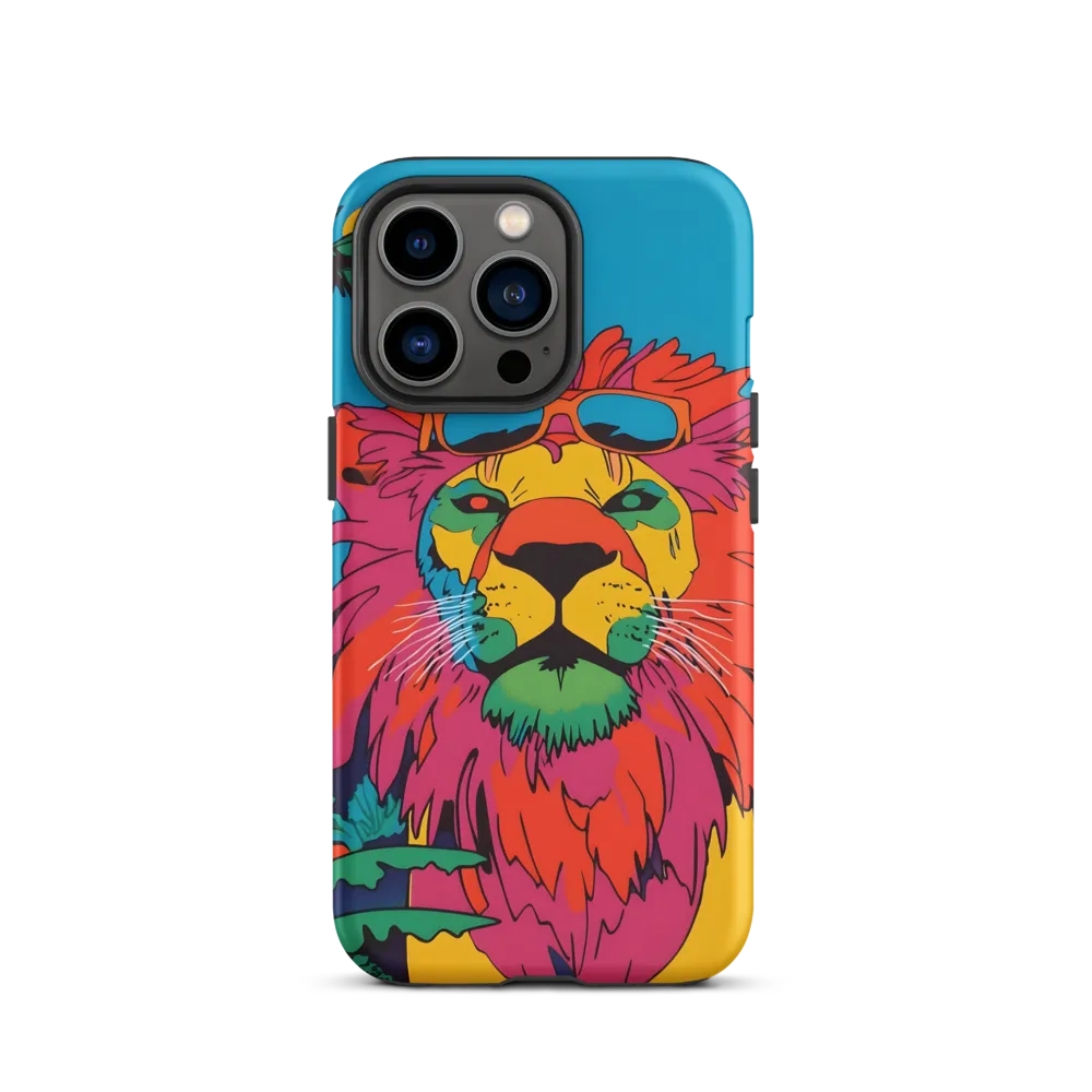 Lion with Sunglasses: A Vibrant Tropical Portrait