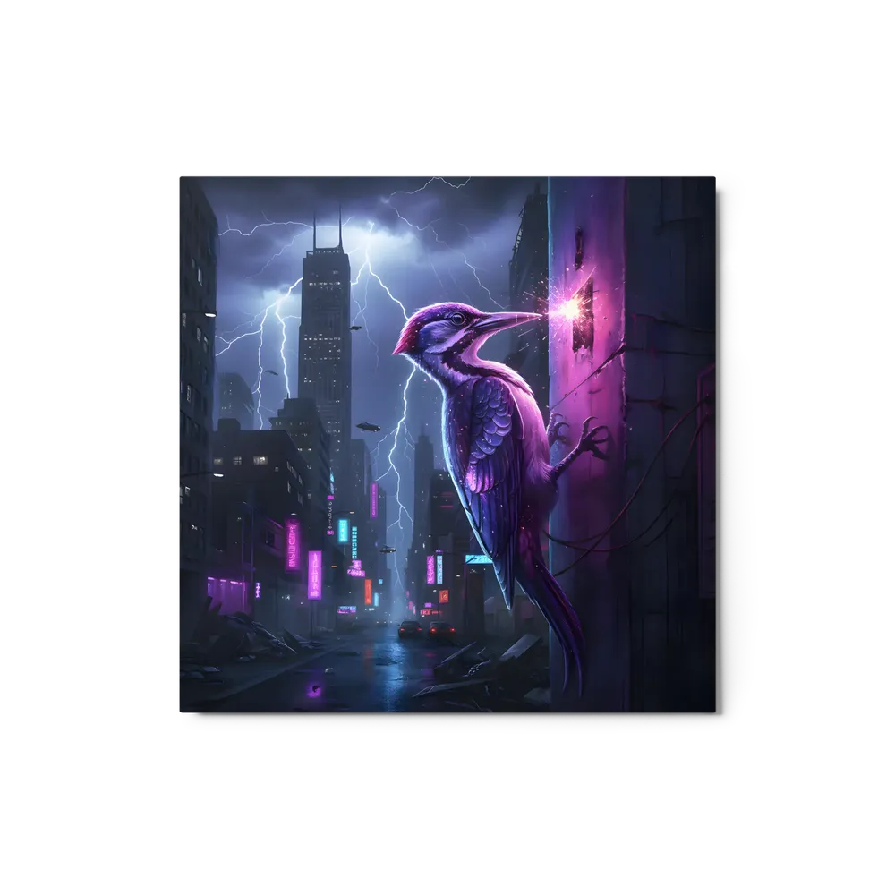 Neon Woodpecker 
 Metal Print | 12″x 12″