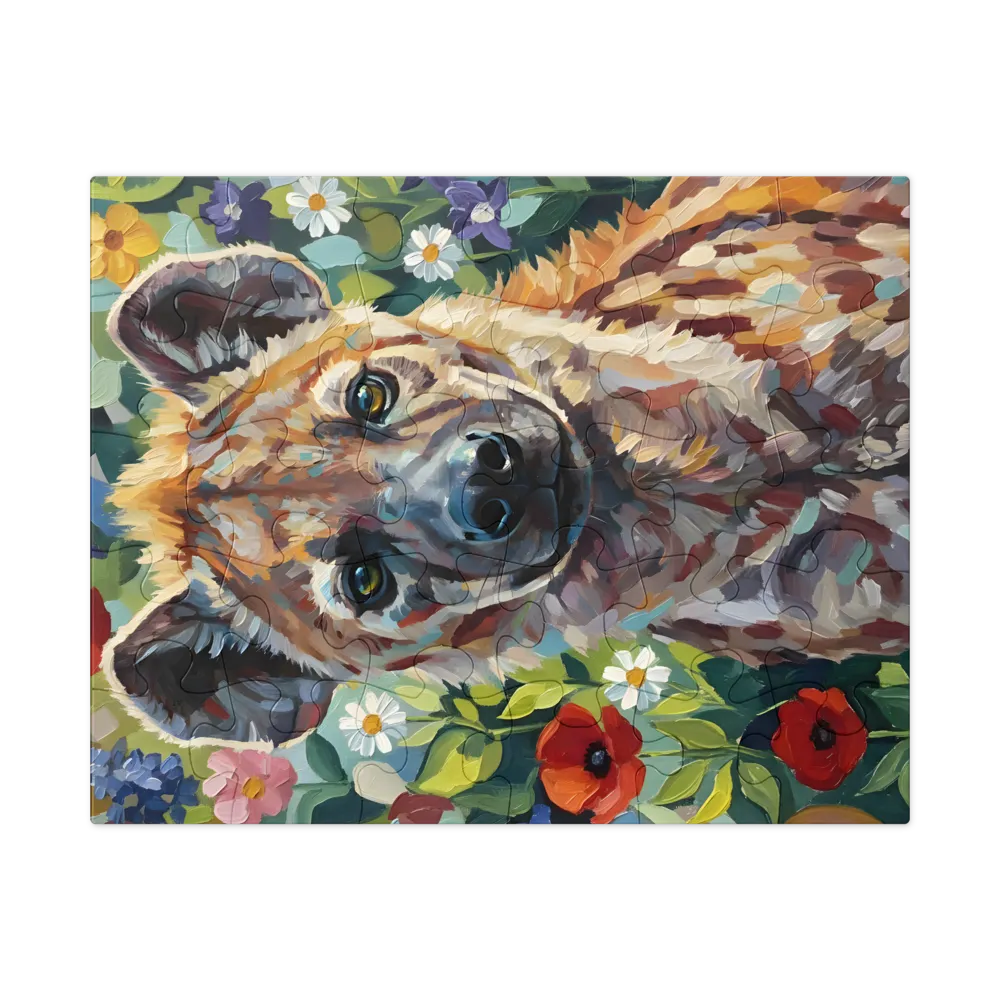 Hyena in Bloom 
 Jigsaw Puzzle in Tin Box