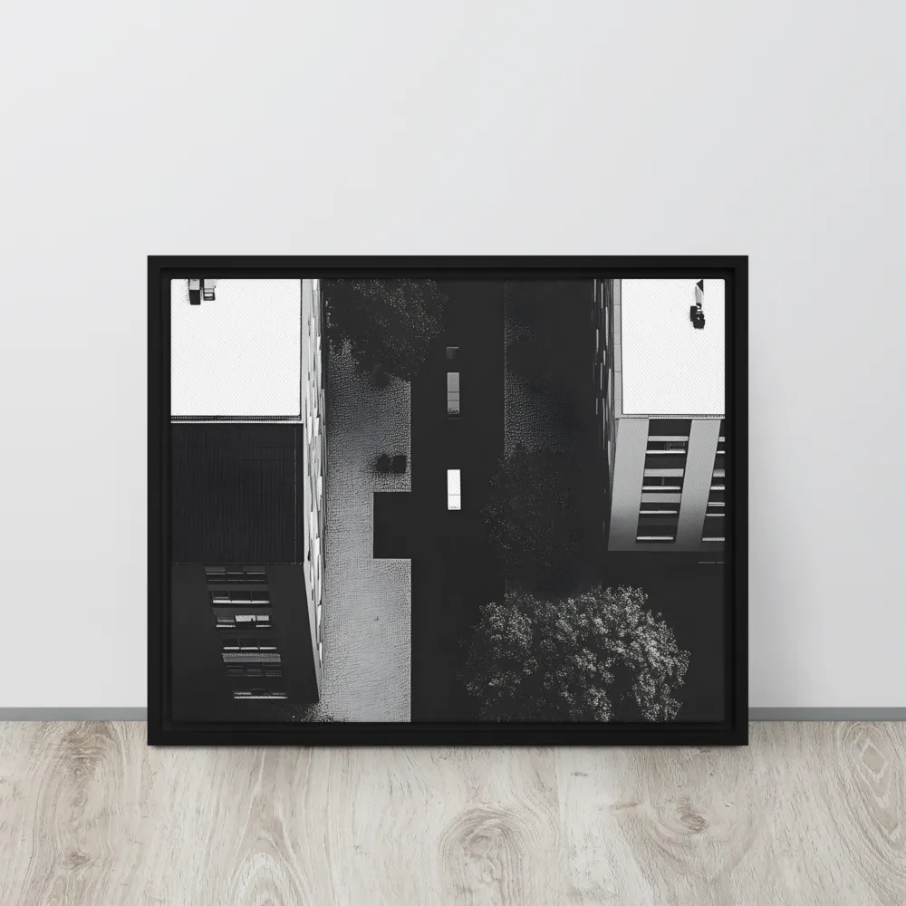 Urban Serenity from Above | Canvas with Black Frame | 16″×20″