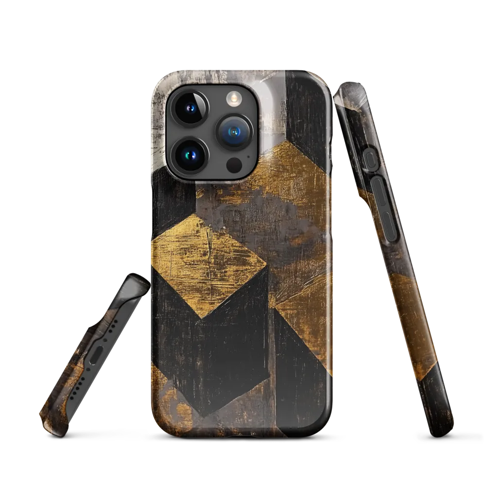 Geometric Harmony in Gold and Black | Phone Case |  15 Pro | Snap Case | Glossy