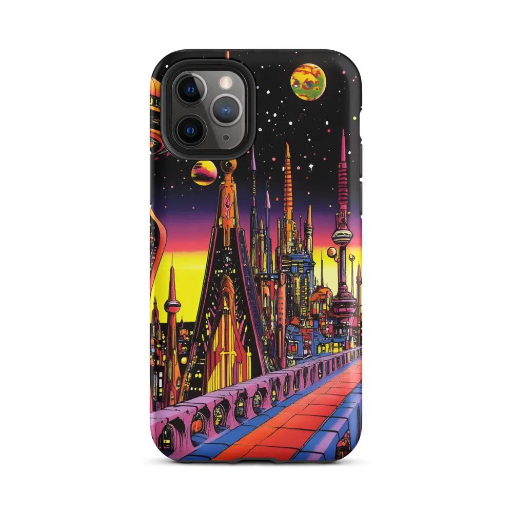 Futuristic Cosmos: A Journey Through Neon Cities | Phone Case |  11 Pro | Tough Case | Matte