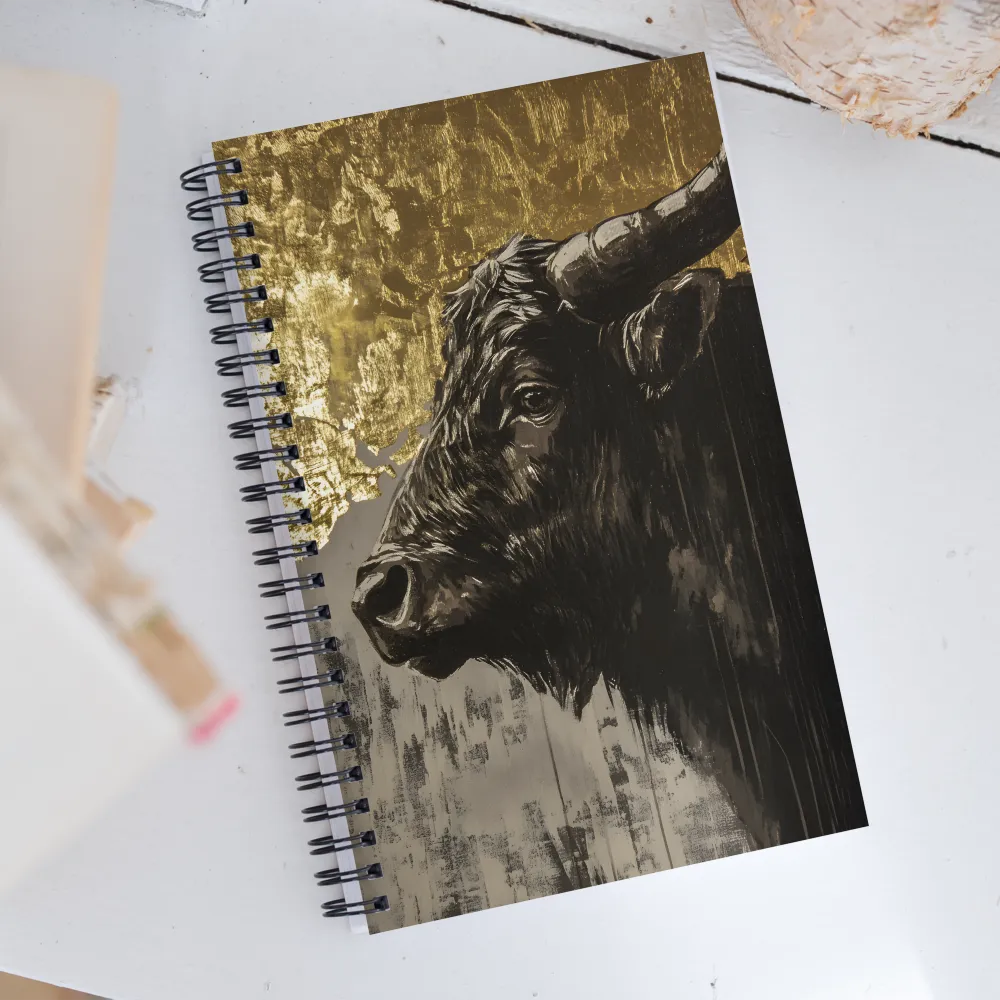 Majestic Bull Against the Golden Horizon | Spiral Notebook