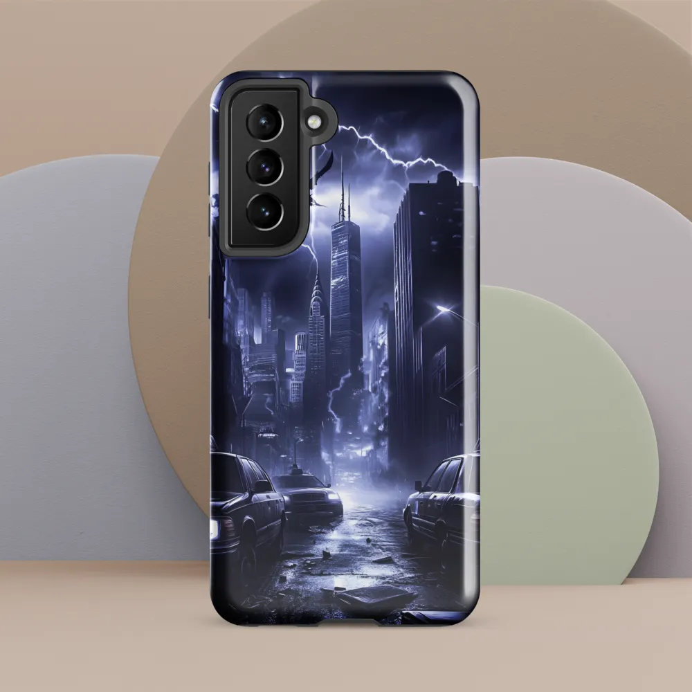 Stormy Cityscape: Shadows of the Night | Phone Case |  S21 FE | Tough Case | Glossy