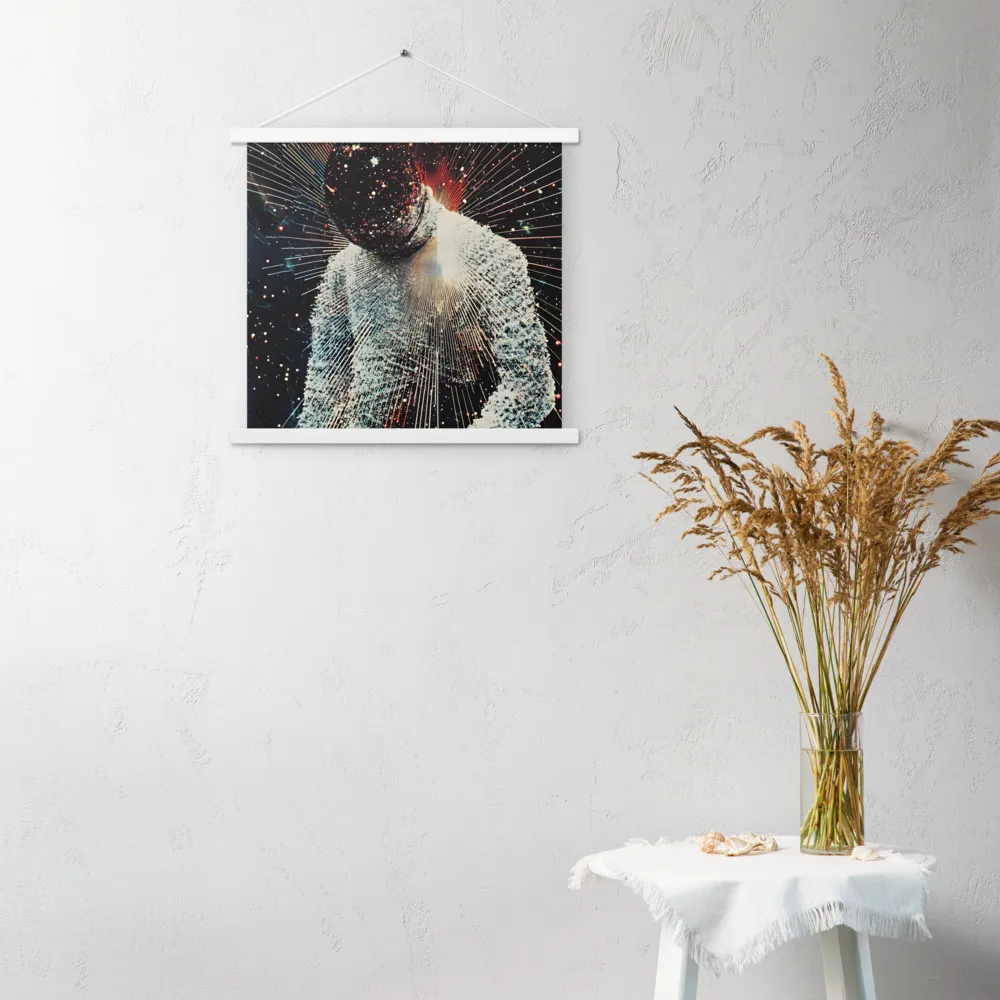 Ethereal Astronaut: A Journey Through the Cosmos | Poster With White Wood Hanger | 18″×18″
