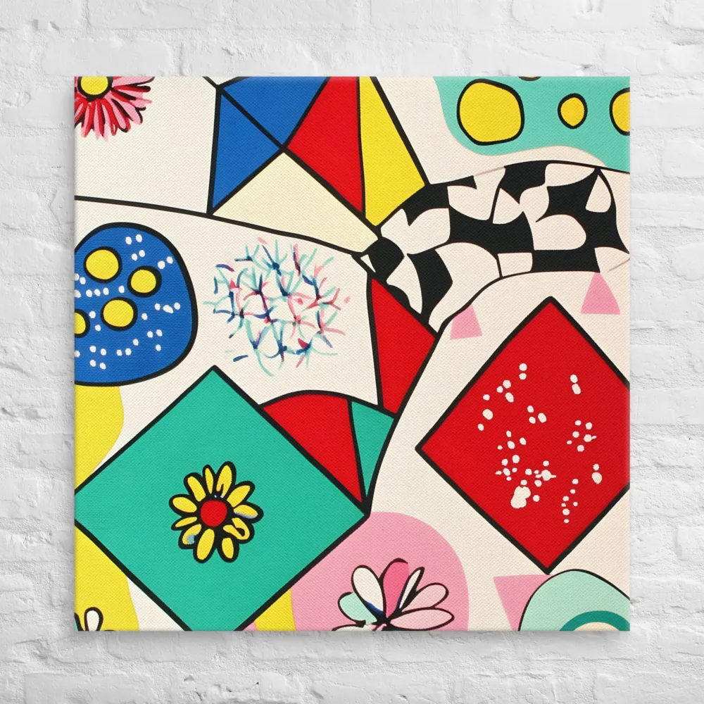 Joyful Geometry: A Playful Dance of Shapes and Colors | Canvas | 37″×37″