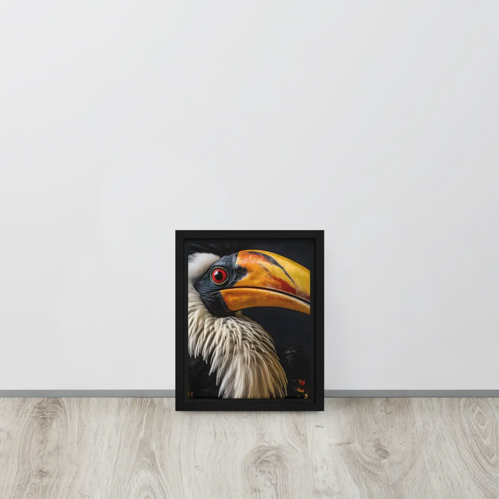 Majestic Hornbill Portrait | Canvas with Black Frame | 8″×10″