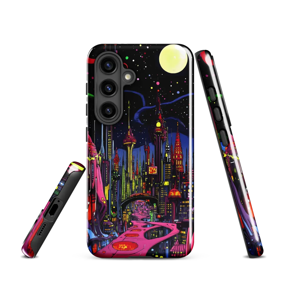 Neon Dreams of a Futuristic City | Phone Case |  S24 | Tough Case | Glossy