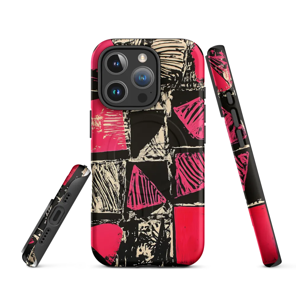 Geometric Symphony in Pink and Black
