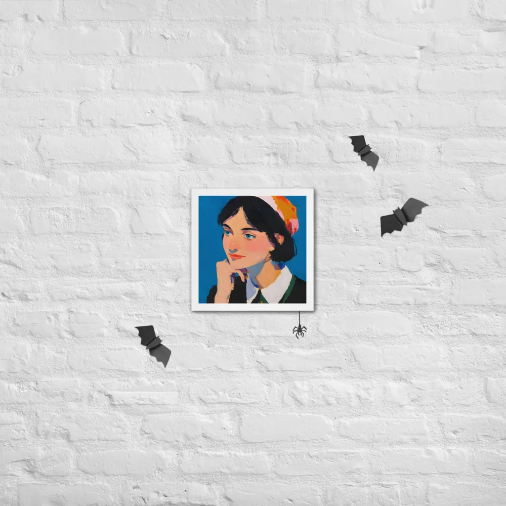 Blue Portrait 
 Poster with White Frame | 12″x 12″