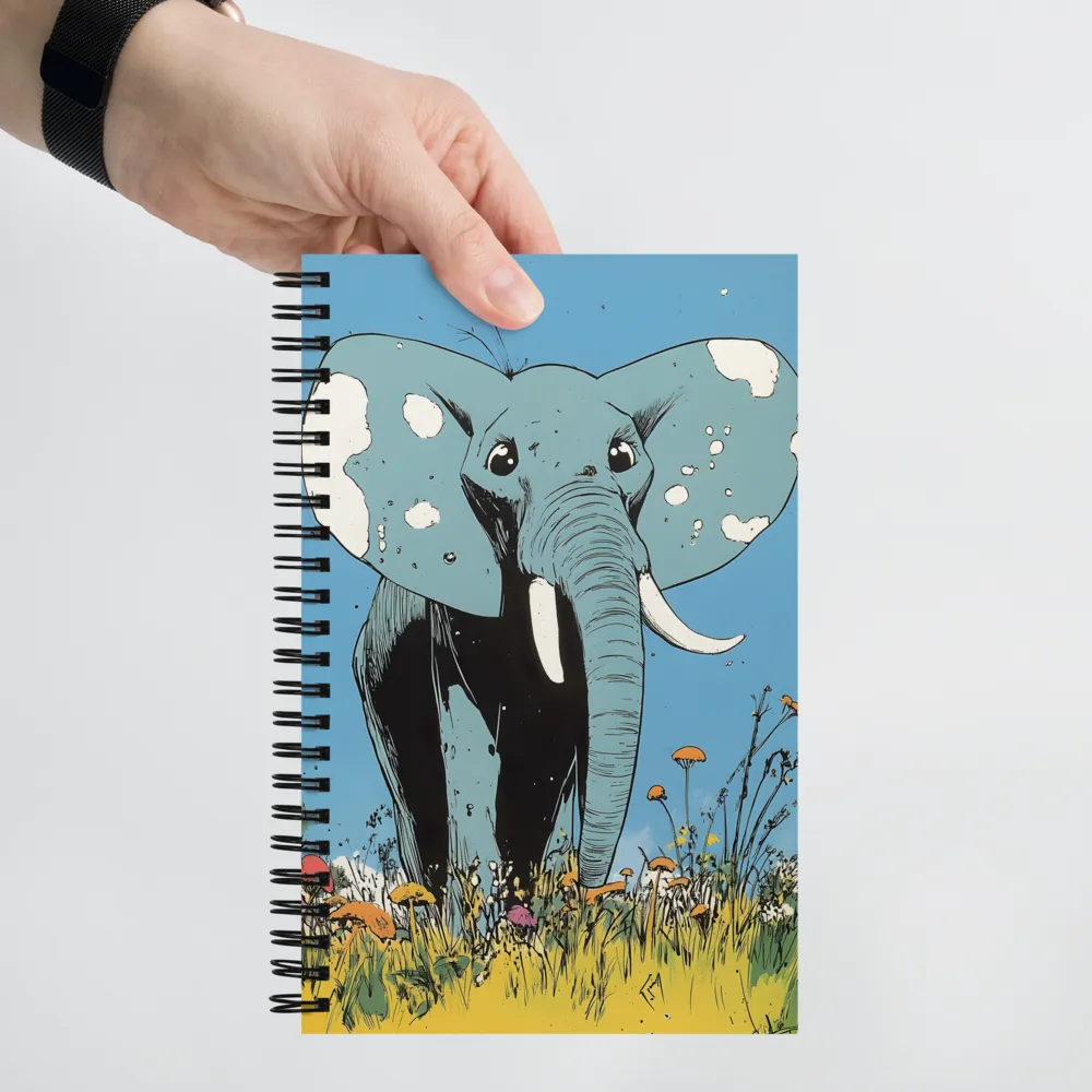 Whimsical Blue Elephant in Bloom | Spiral Notebook