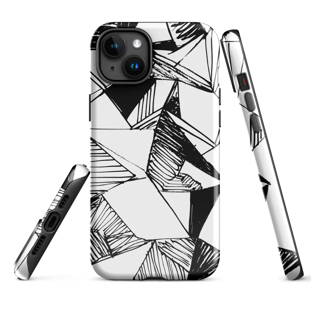 Dynamic Geometry in Ink | Phone Case |  15 Plus | Tough Case | Glossy