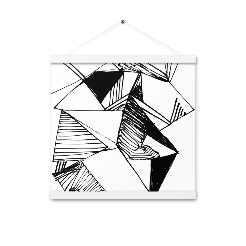 Dynamic Geometry in Ink | Poster With White Wood Hanger | 16″×16″