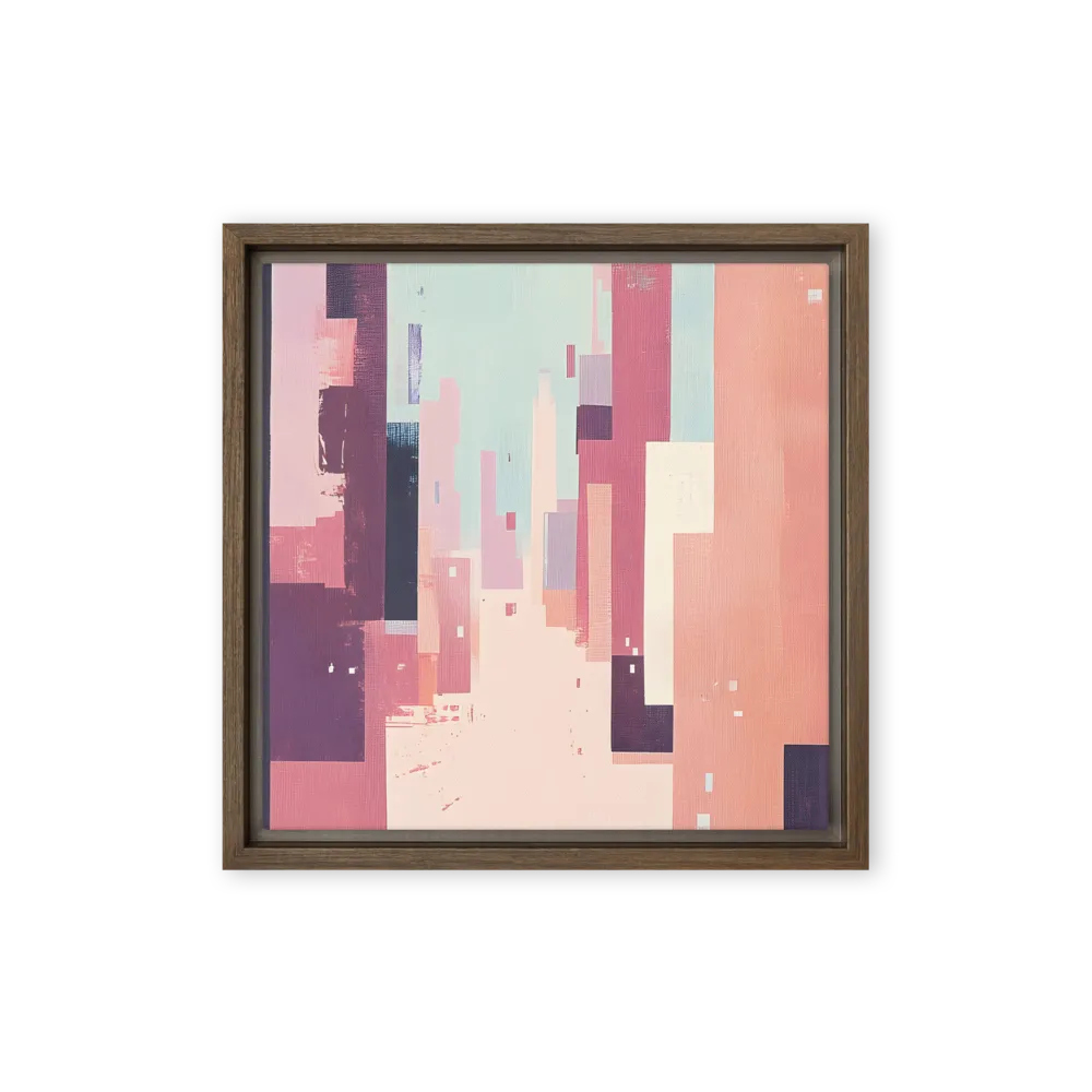 Tranquil Cityscape | Canvas with Brown Frame | 12″×12″