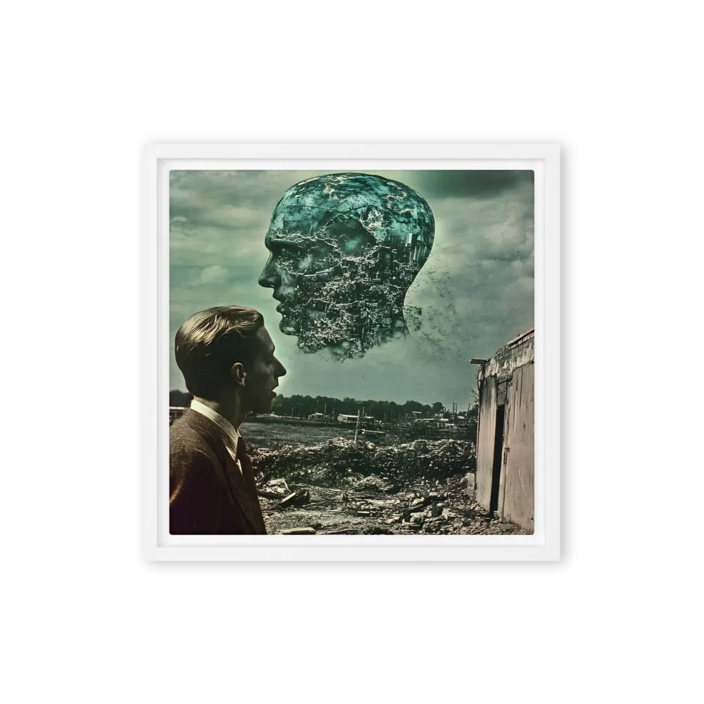 Ethereal Reflections: Identity in a Fragmented World | Canvas with White Frame | 12″×12″