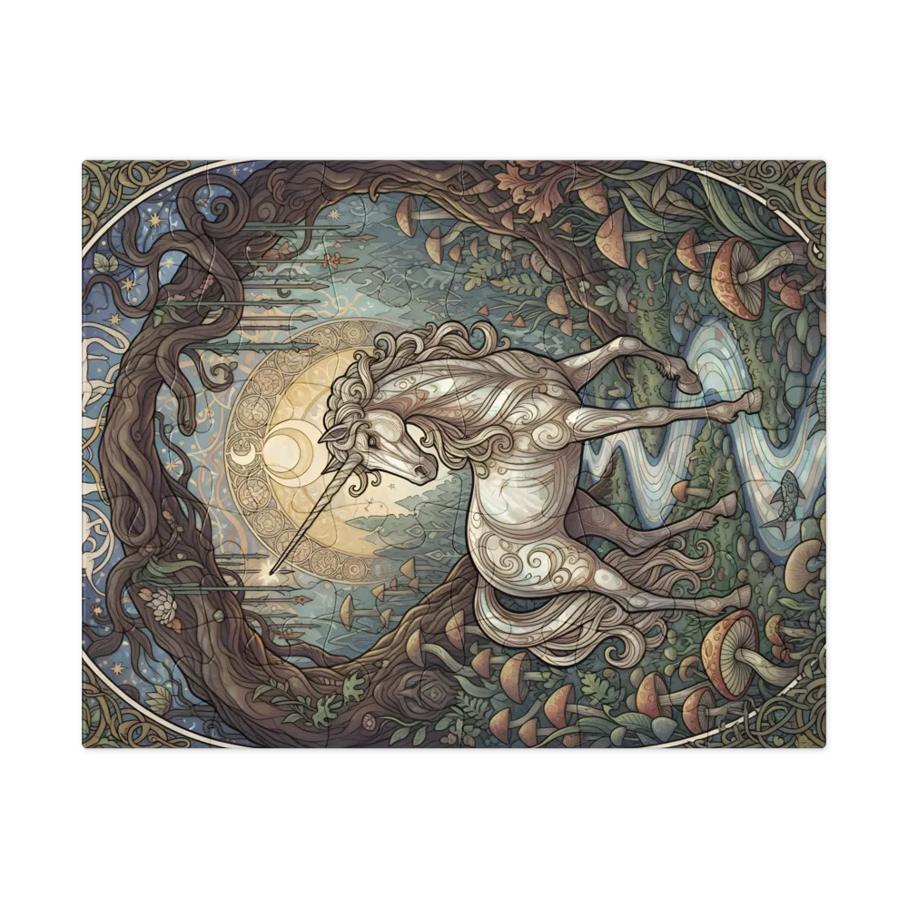 Moonlit Grove Unicorn 
 Jigsaw Puzzle in Tin Box