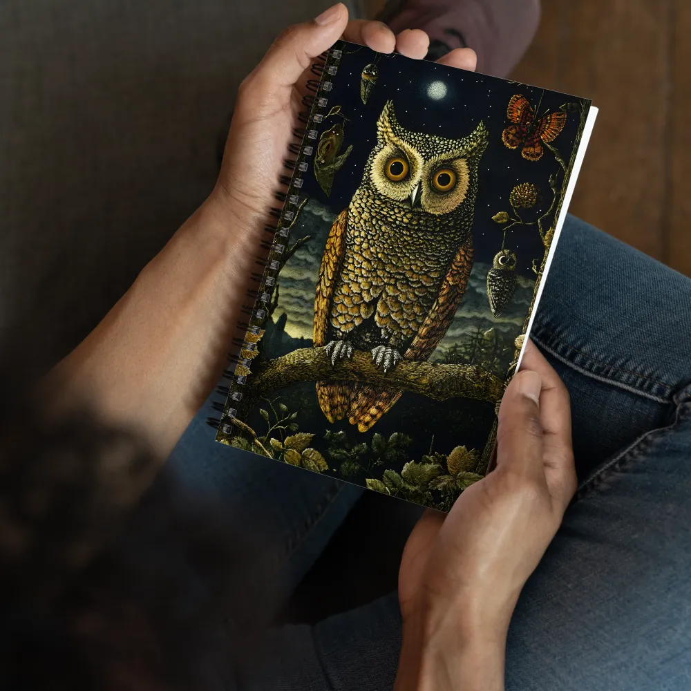 Mystical Night: The Guardian Owl | Spiral Notebook