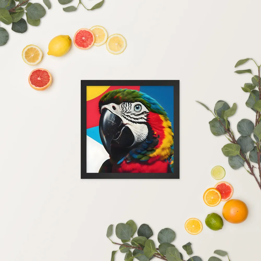 Scarlet Macaw Close-Up 
 Poster with Black Frame | 12″x 12″