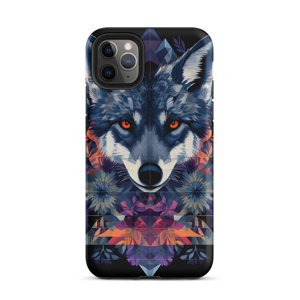 Mystical Wolf Amidst Floral Geometry