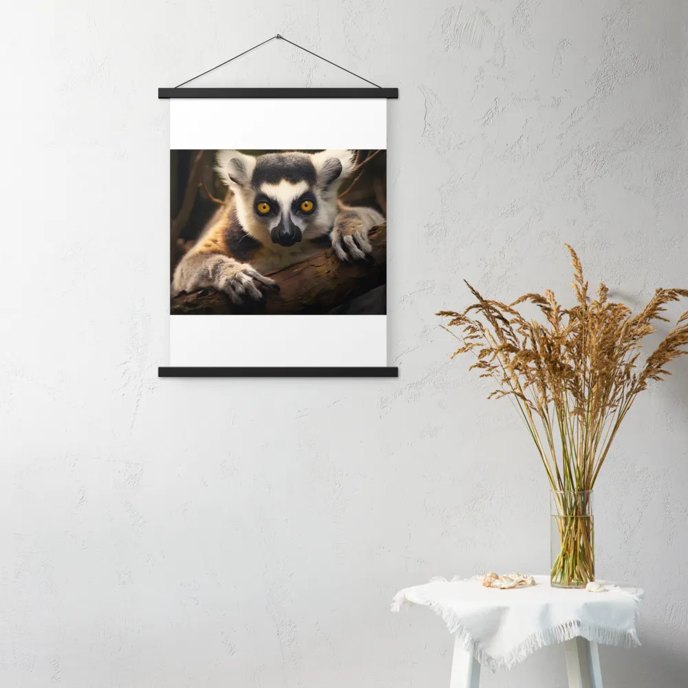 The Watchful Lemur | Poster With Black Wood Hanger | 18″×24″