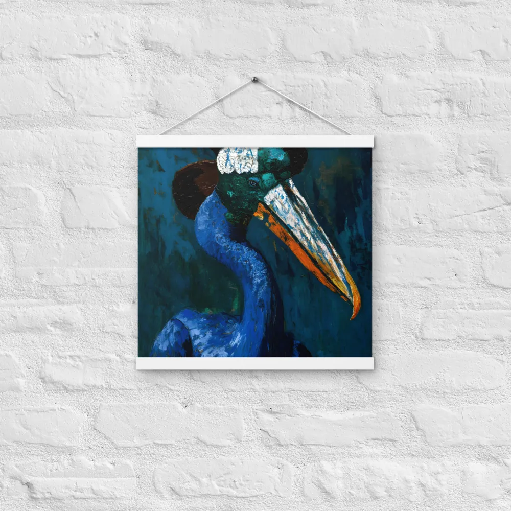 Majestic Absurdity: The Hat-Wearing Bird | Poster With White Wood Hanger | 16″×16″