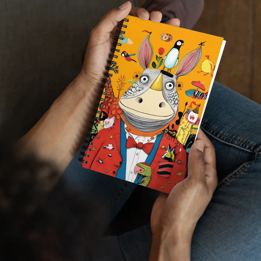 Whimsical Rhinoceros: A Playful Encounter | Spiral Notebook