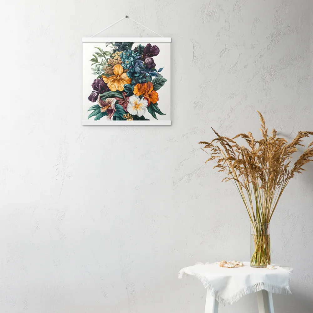Floral Symphony | Poster With White Wood Hanger | 16″×16″