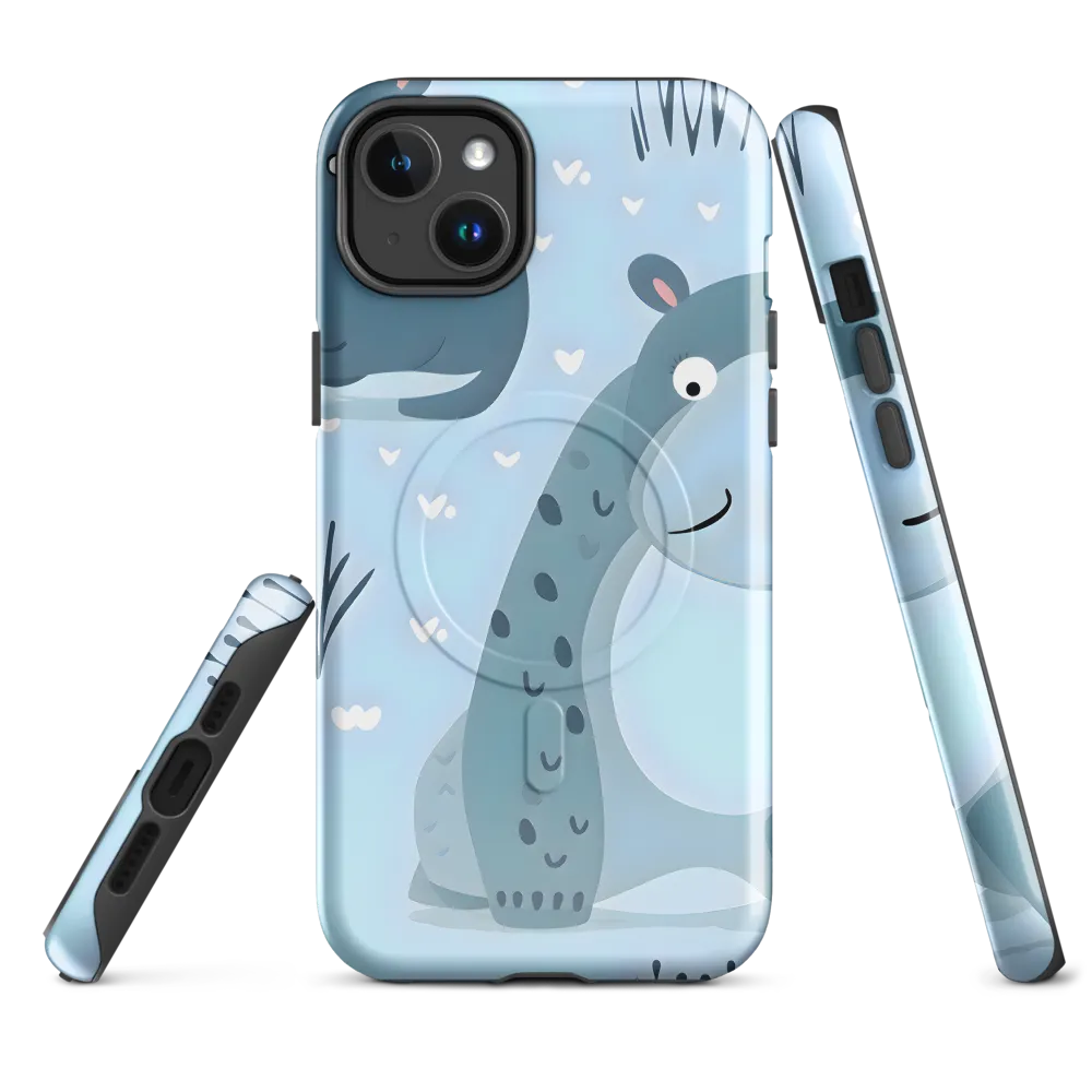 Whimsical Hippo Delight | Phone Case |  14 Plus | MagSafe® Tough Case | Glossy