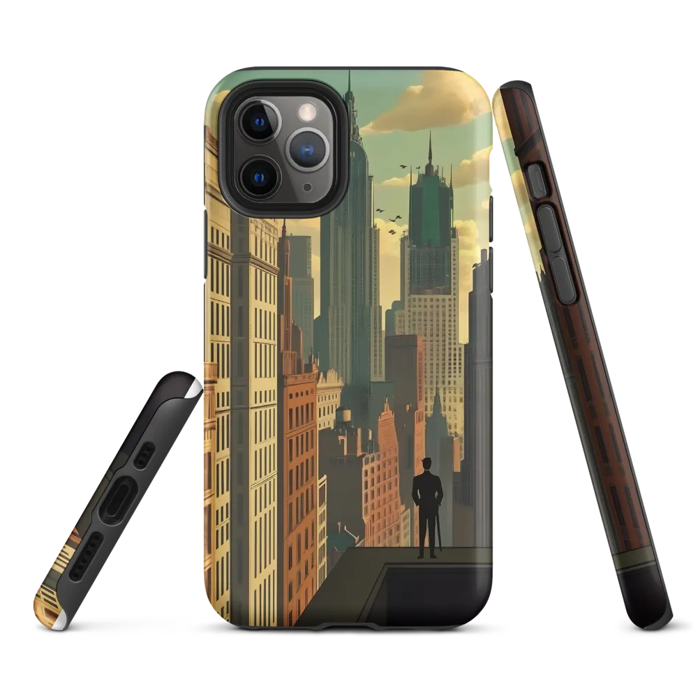 Urban Dreams: A Silhouette in Art Deco Cityscape