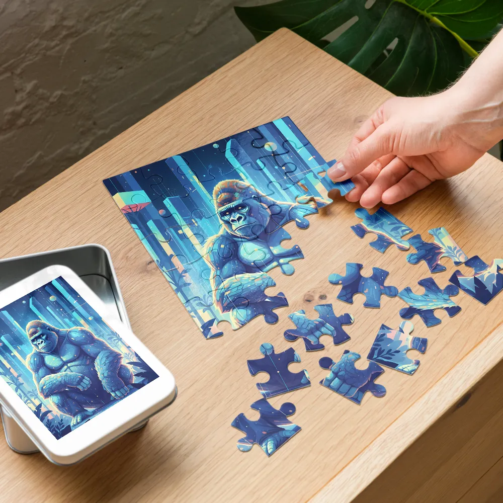 Neon City Gorilla 
 Jigsaw Puzzle in Tin Box