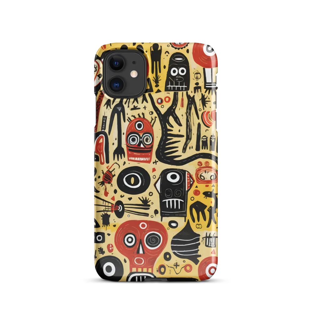 Abstract Encounters: A Dance of Faces and Symbols | Phone Case |  11 | Snap Case | Glossy