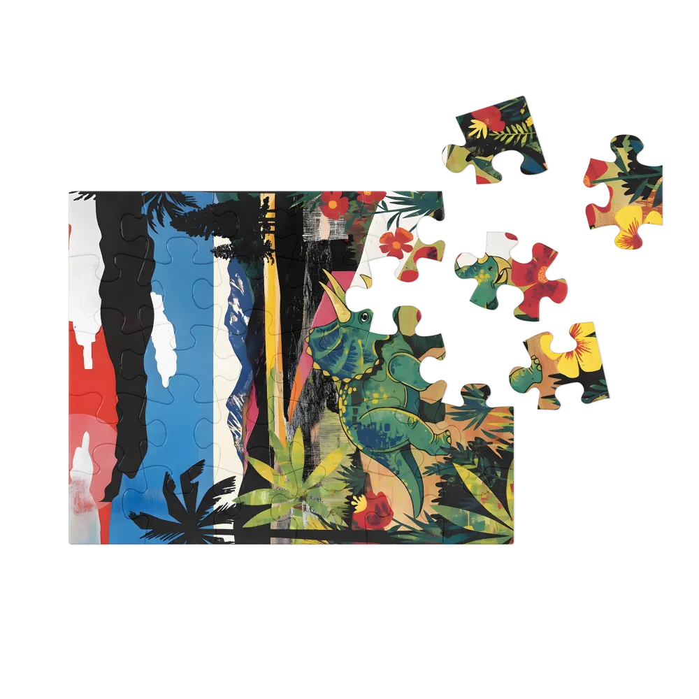Triceratops in Bloom 
 Jigsaw Puzzle in Tin Box
