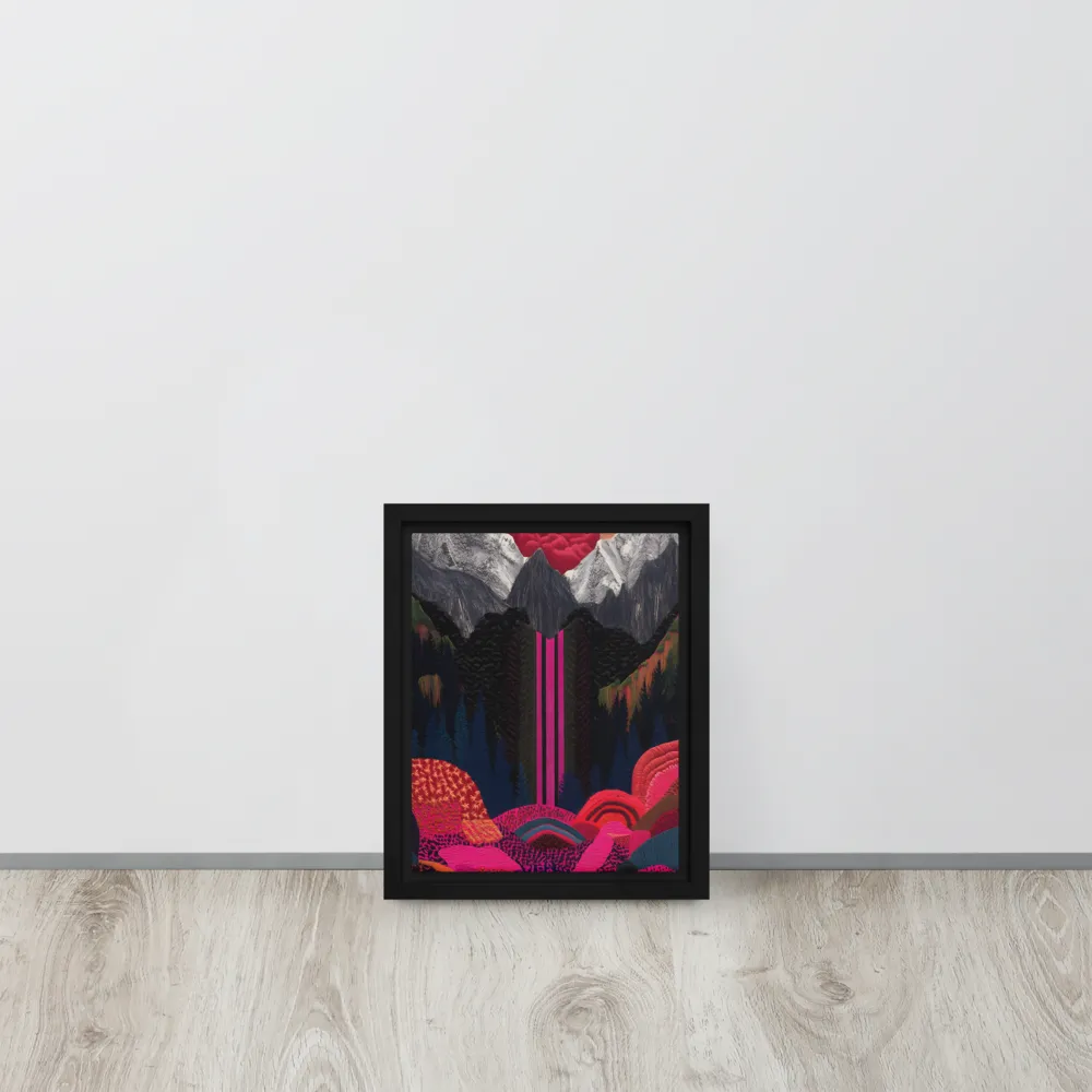 Ethereal Cascade: A Surreal Landscape | Canvas with Black Frame | 8″×10″